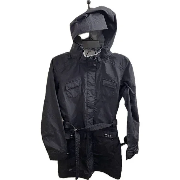 Outdoor Research Jacket Womens Small Black GrayEnvy Long Rain Coat Hooded